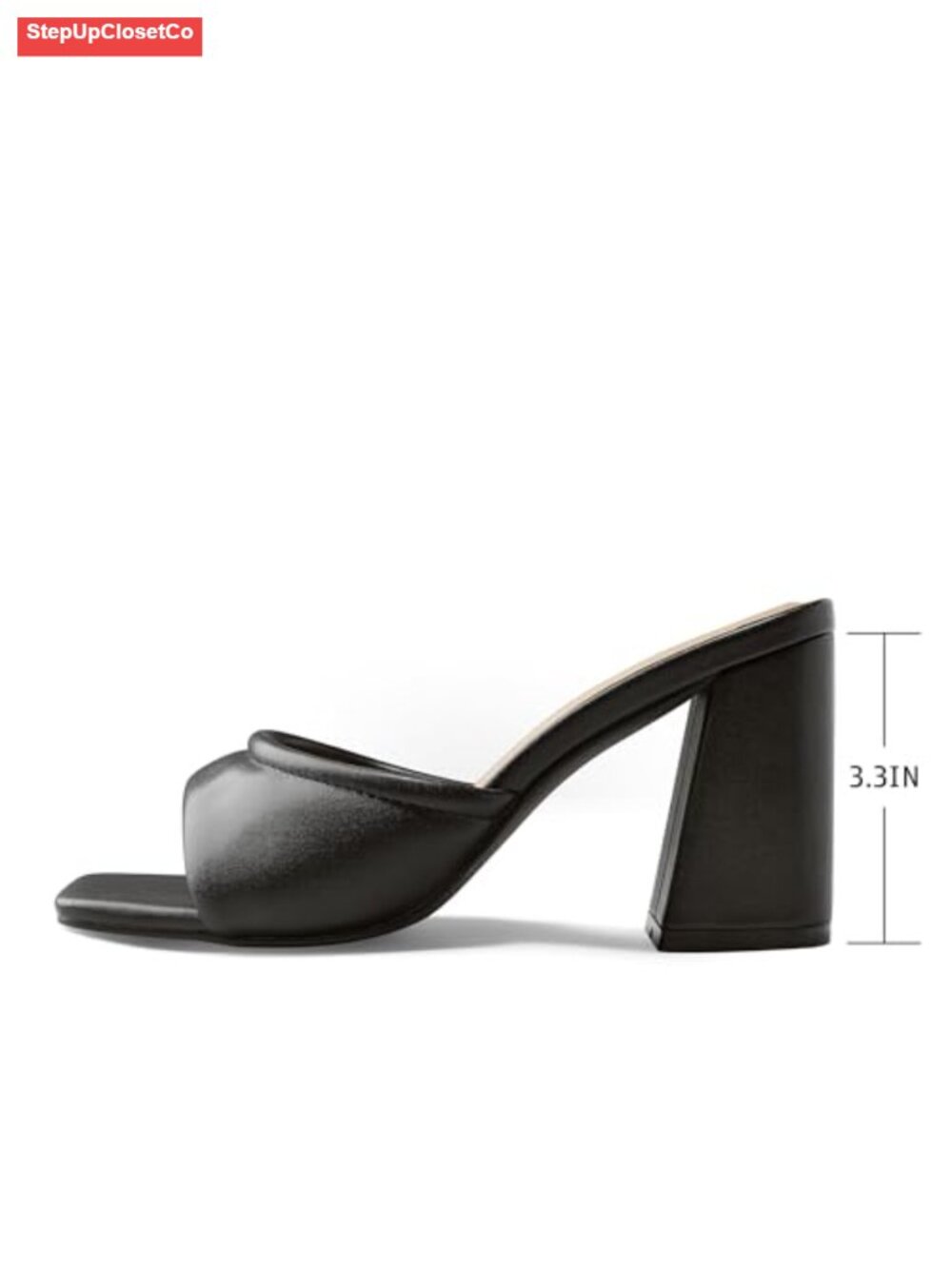 Faux Leather Square Toe Chunky Heel Mules - Picture 4 of 6